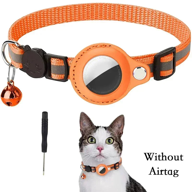 Collar reflectante antipérdida para gatos con timbre para Apple Airtag