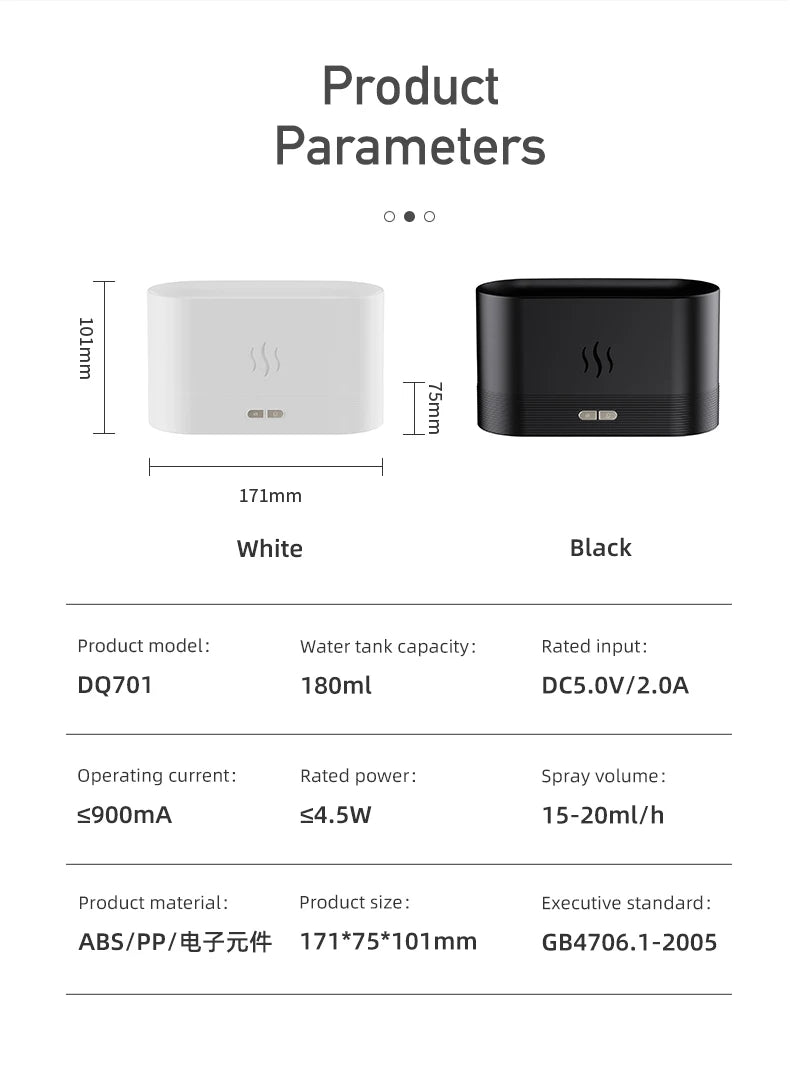 FrostMist LED Flame Aroma Diffuser