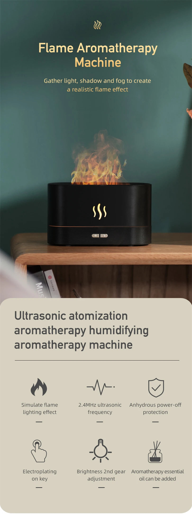 FrostMist LED Flame Aroma Diffuser