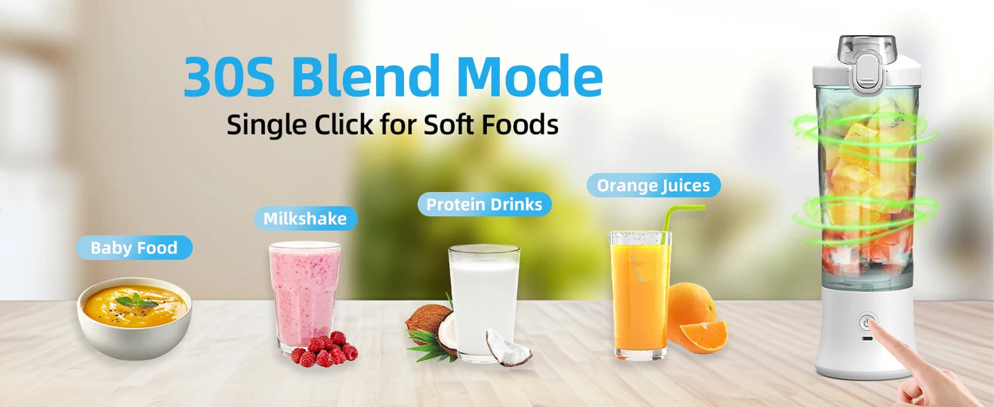 Portable 20oz BPA-Free USB Blender with Travel Lid