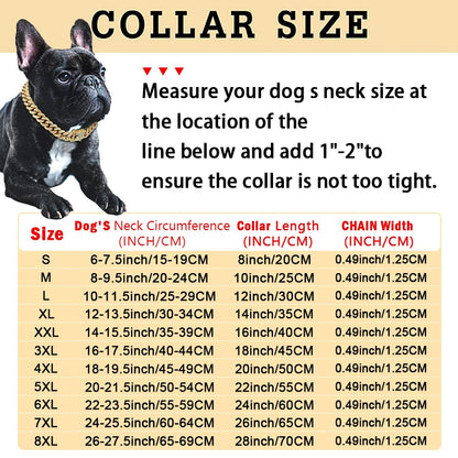 Collar de cadena cubana de diamantes de lujo para perros y gatos