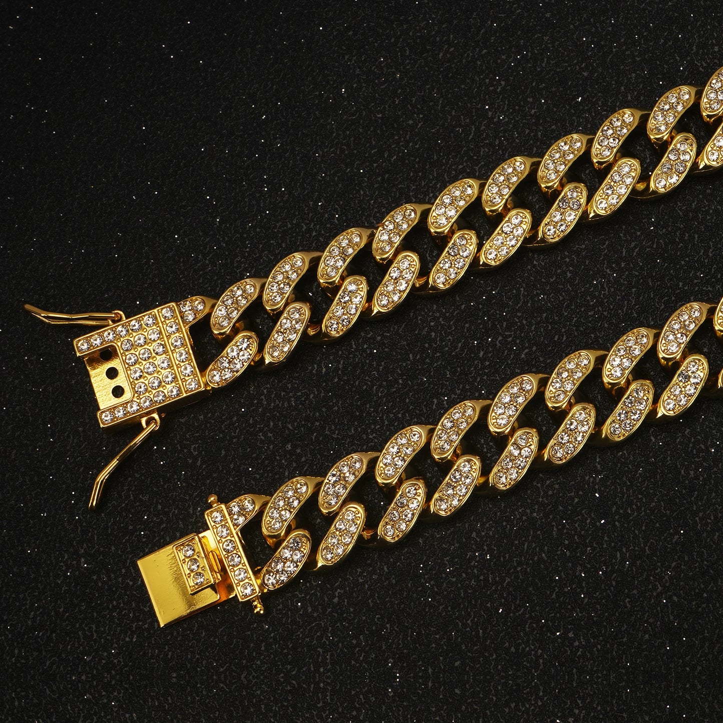 Collar de cadena cubana de diamantes de lujo para perros y gatos