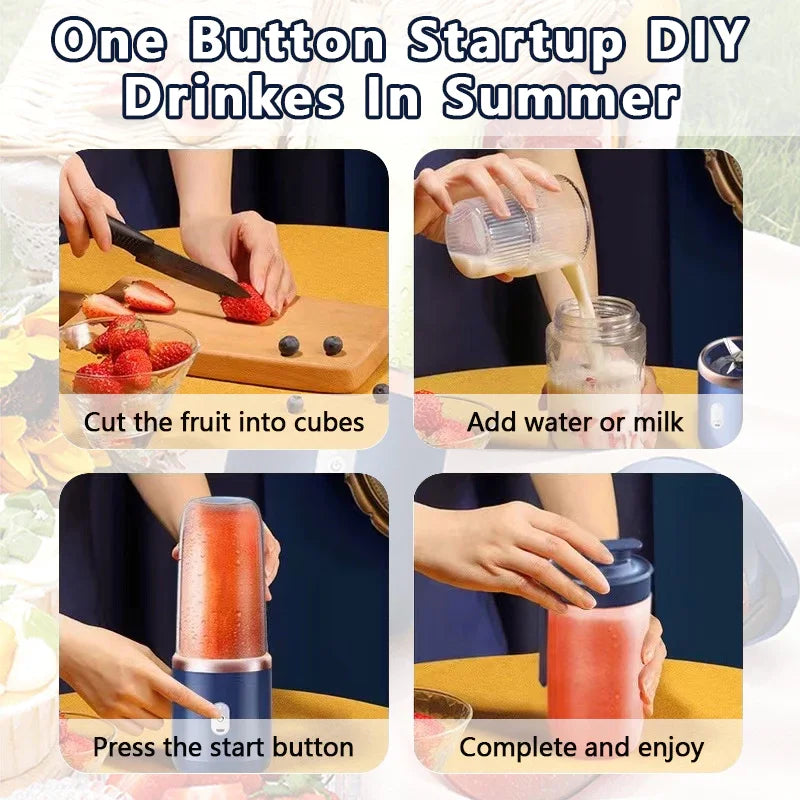 Multi-Function USB Rechargeable Juicer with Double Cups and 6 Blades.
