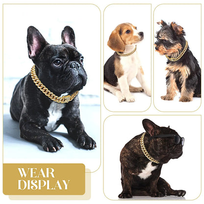 Collar de cadena cubana de diamantes de lujo para perros y gatos