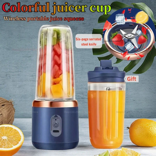 Multi-Function USB Rechargeable Juicer with Double Cups and 6 Blades.